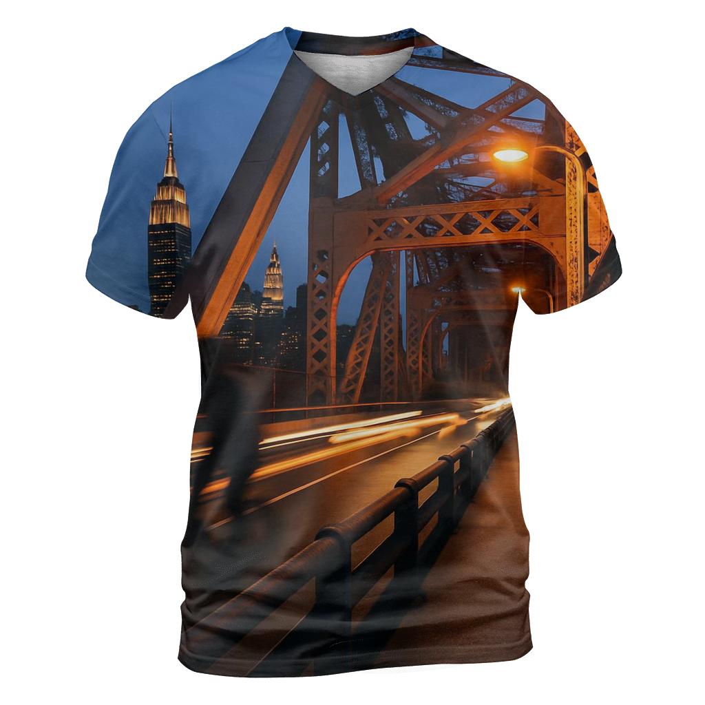 Queensboro Bridge Twilight Commute custom all-over print shirts