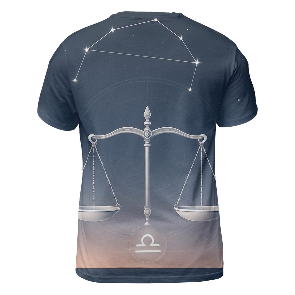 Libra Starlit Equinox Scales artistic all-over print tops