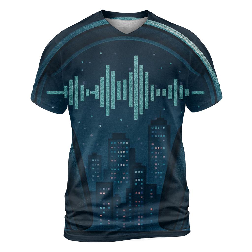 Pixelated Headphone City statement graphic shirts