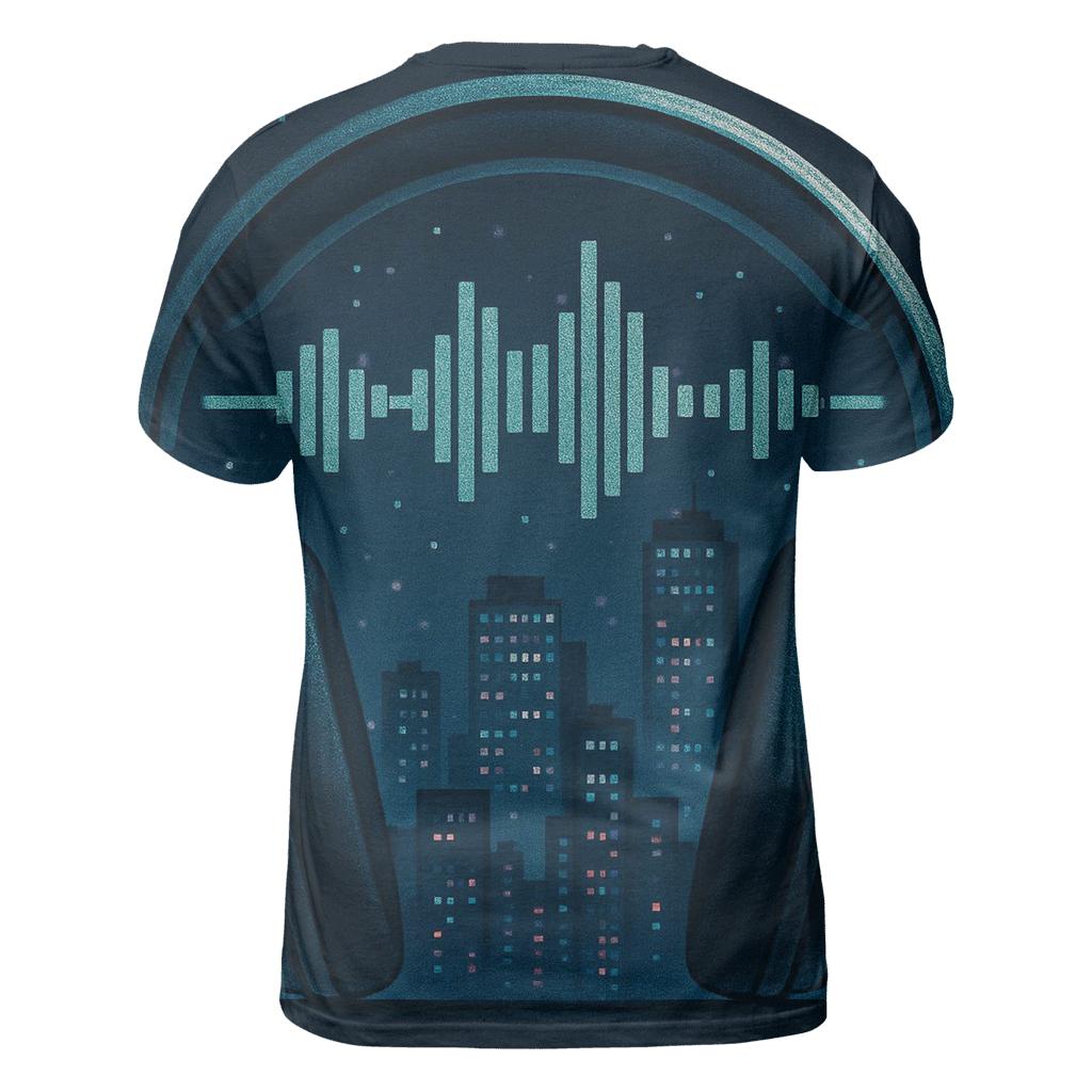 Pixelated Headphone City statement graphic shirts