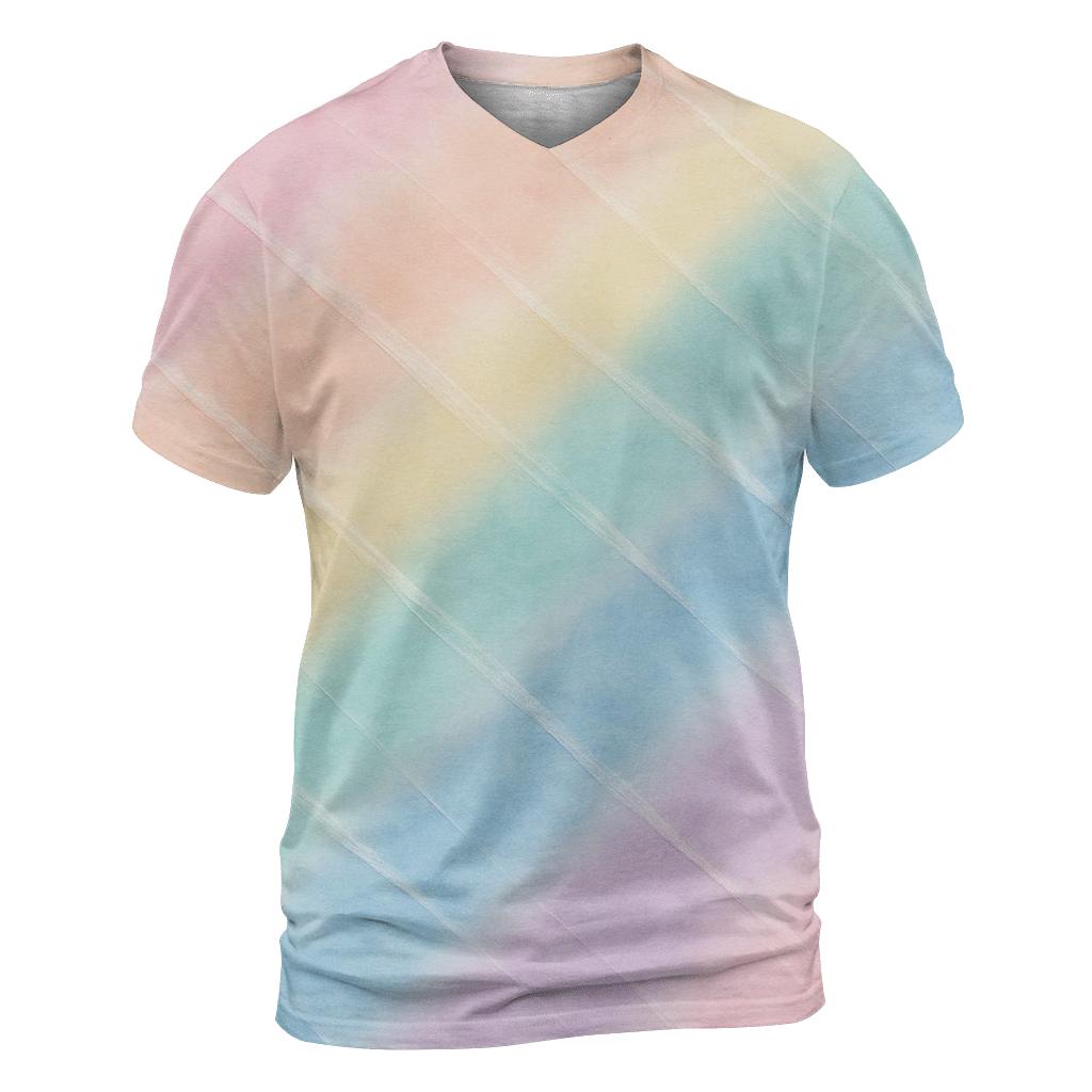 Pastel Diagonal Fold Rainbow vibrant all-over design tees