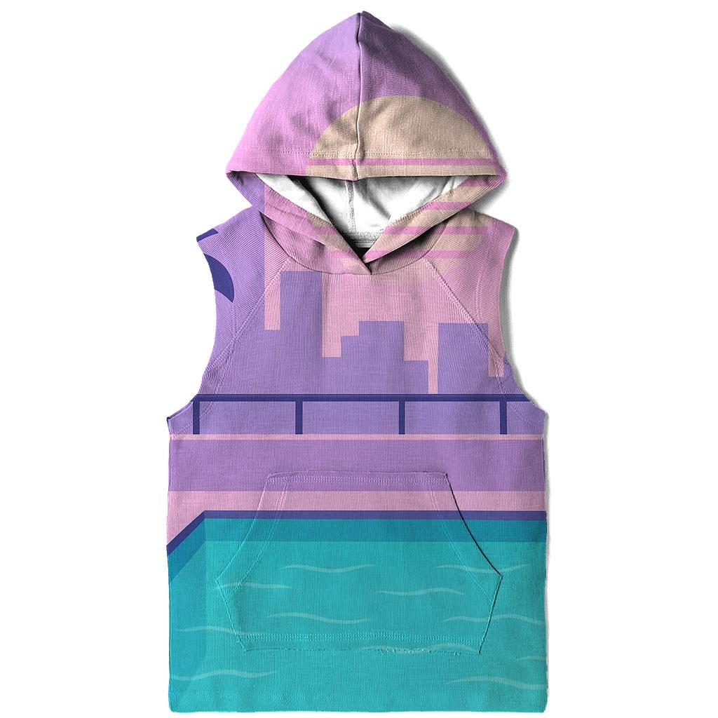 Vaporwave City Pool lightweight hoodies