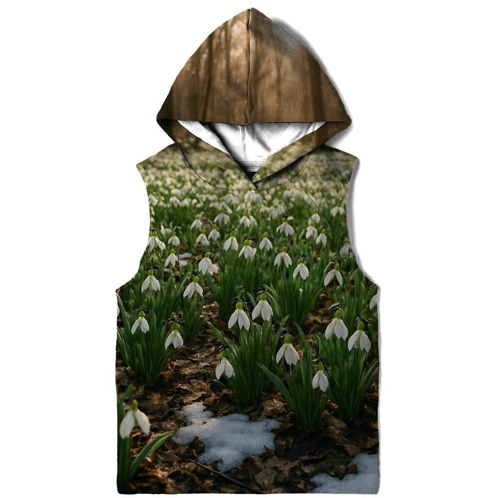Snowdrop Carpet Beneath Thawing Forest embroidered hoodies