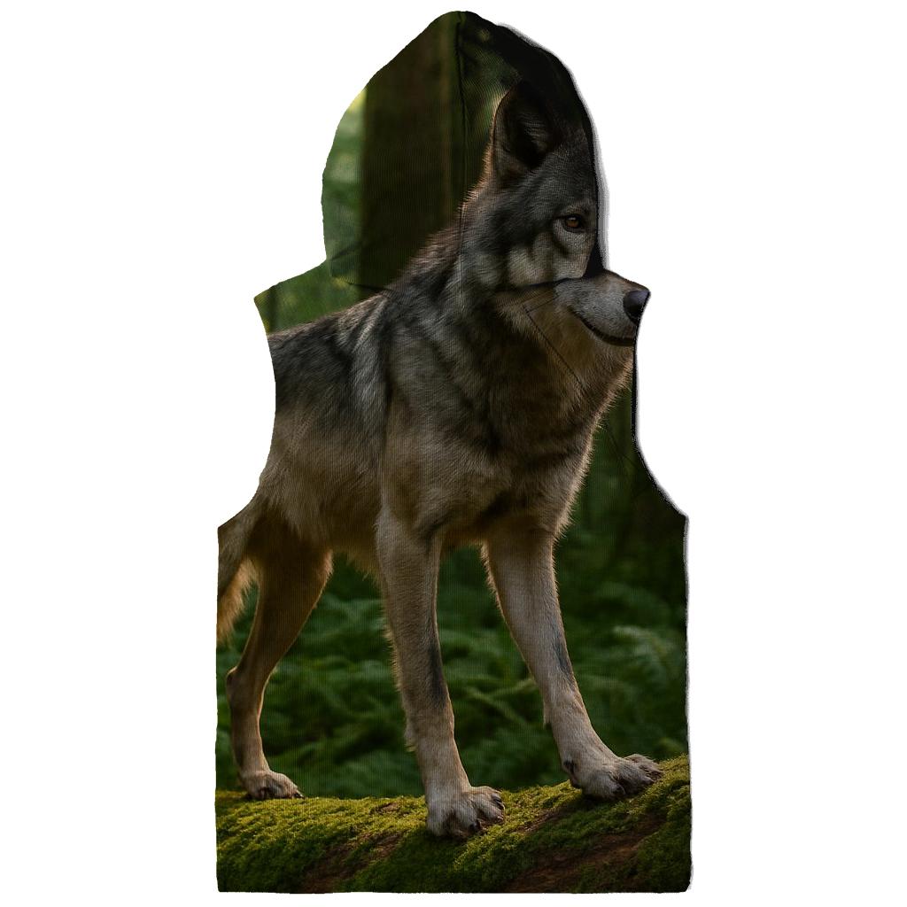 Forest Wolf Pausing On Fallen Cedar lightweight hoodies
