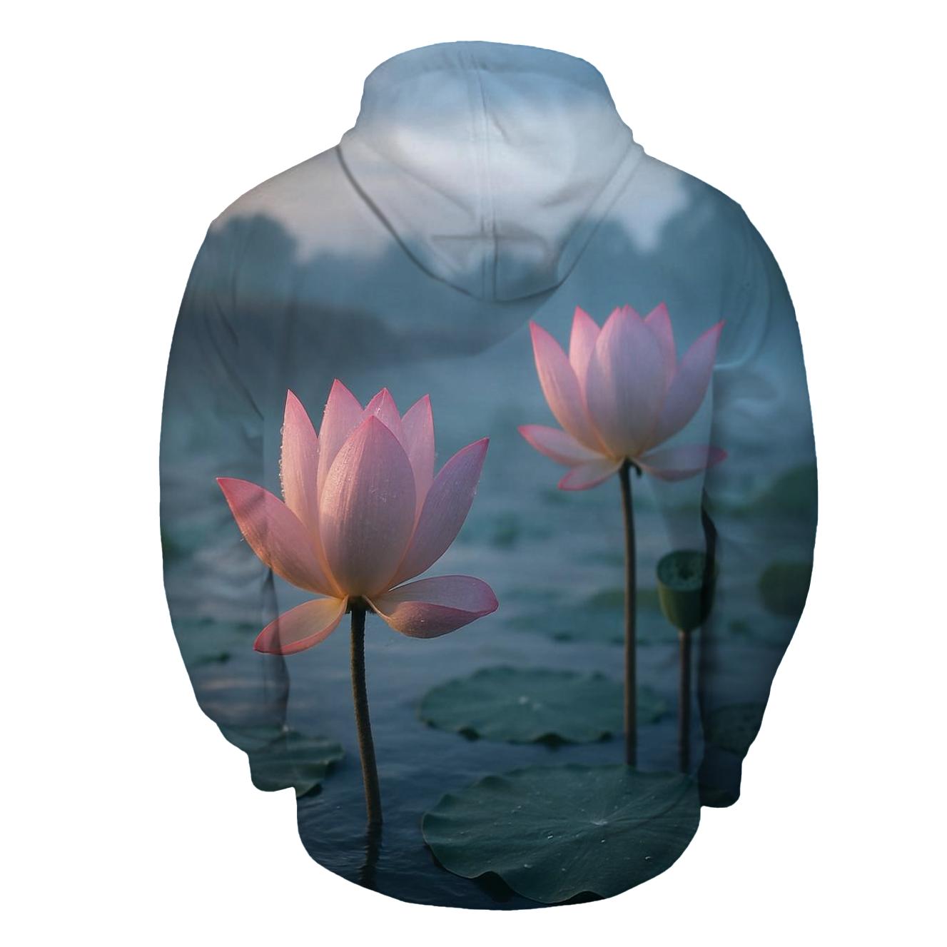 Lotus Pond At Monsoon Dawn zip-up hoodies
