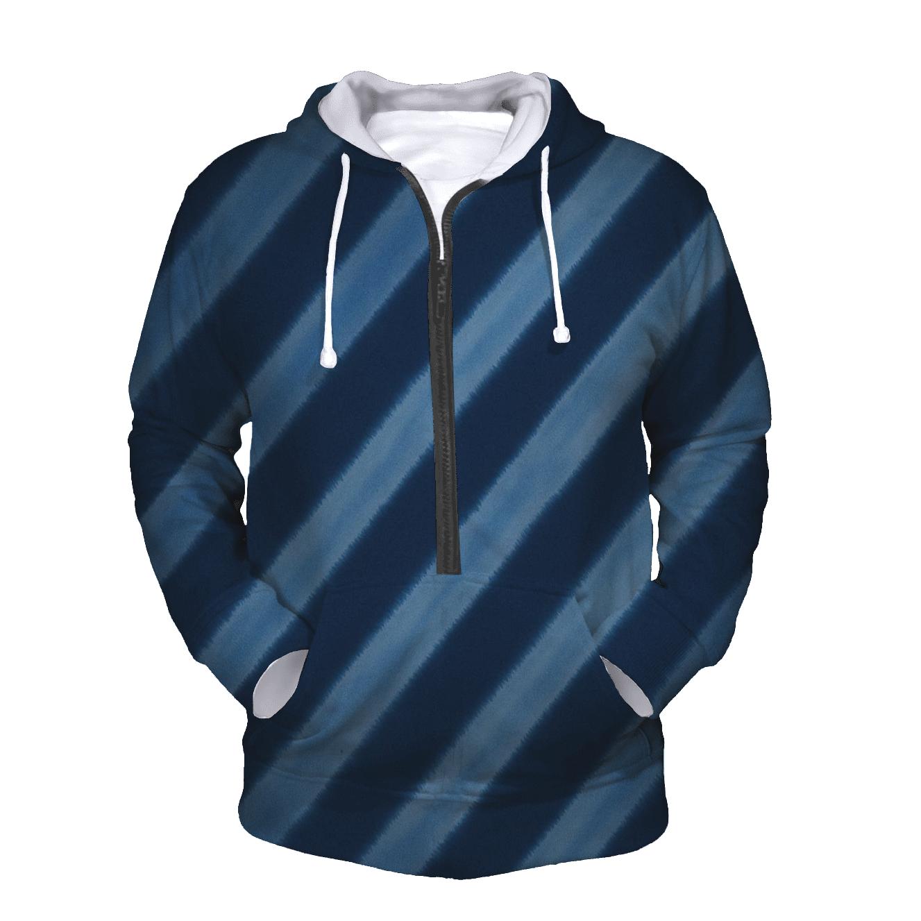 Indigo Arashi Diagonal River printed hoodies