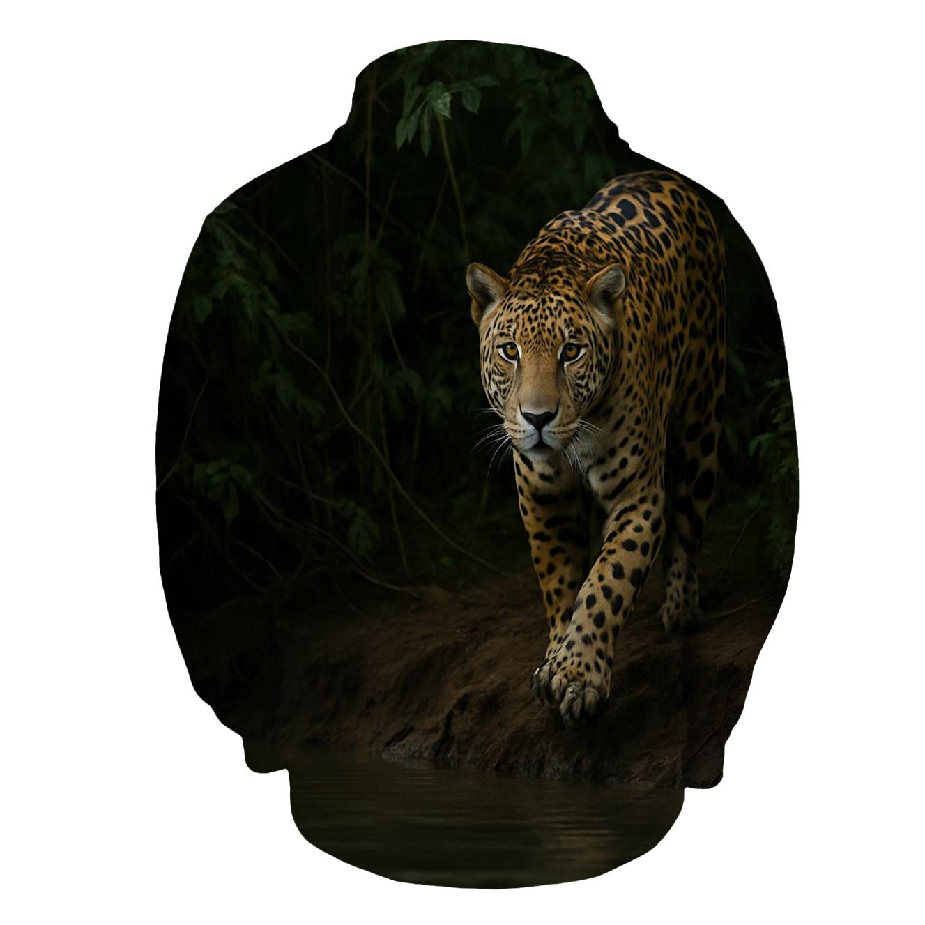 Jaguar Emerging From Riverbank Shadows graphic hoodies