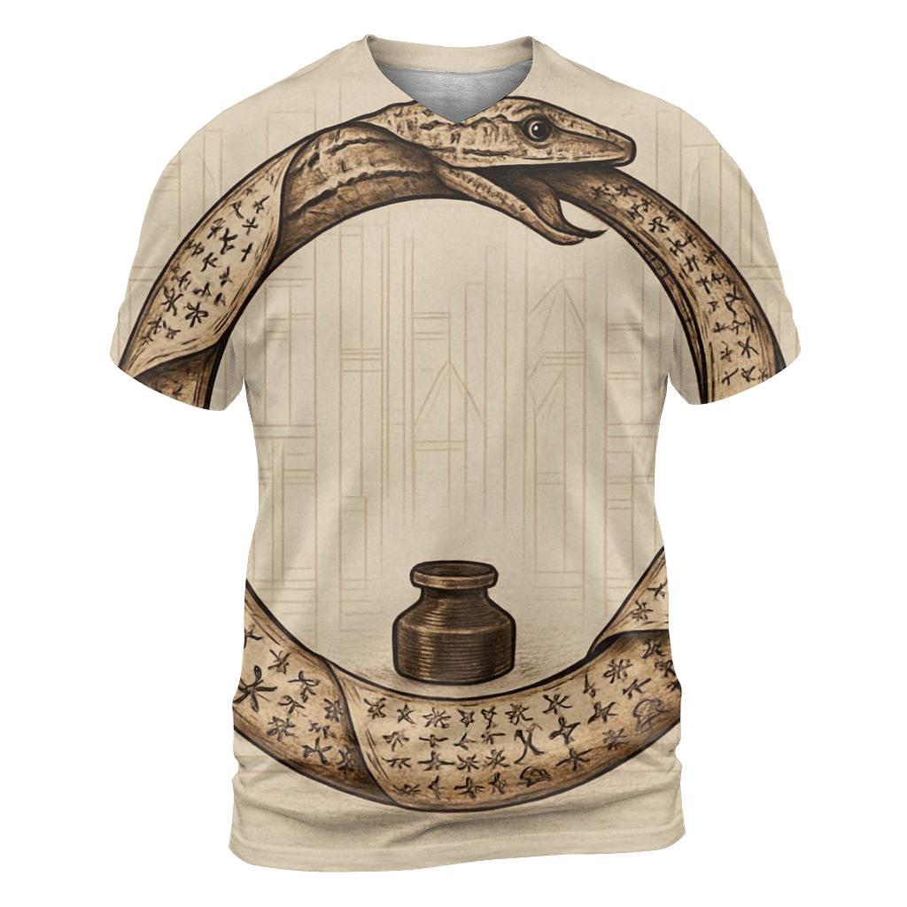 Library Of Endless Pages Ouroboros vibrant all-over design tees