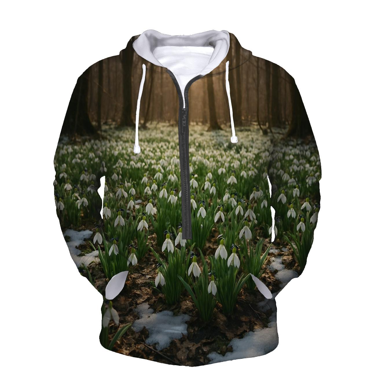 Snowdrop Carpet Beneath Thawing Forest designer hoodies
