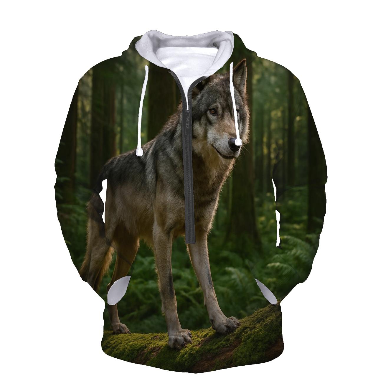 Forest Wolf Pausing On Fallen Cedar pullover hoodies