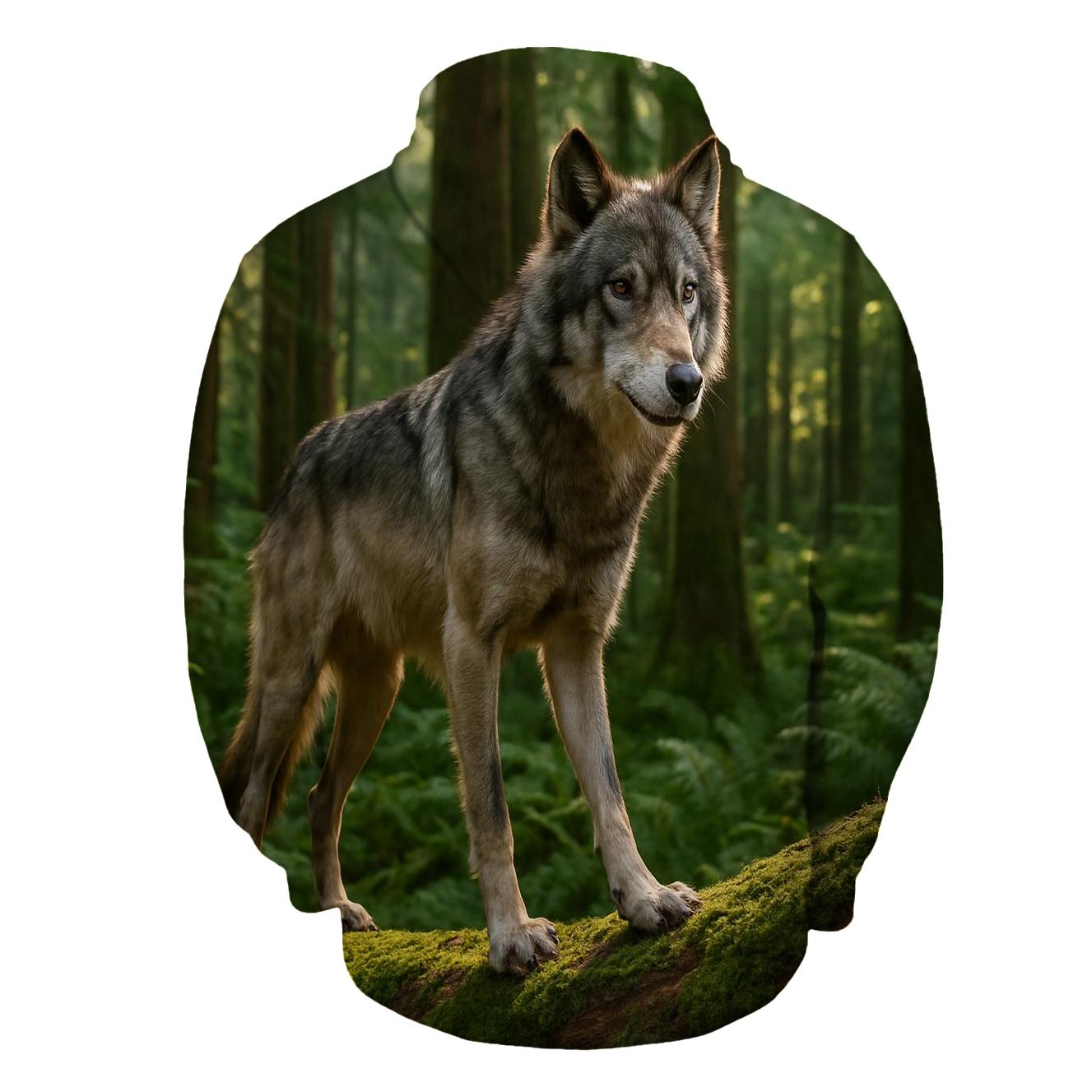 Forest Wolf Pausing On Fallen Cedar pullover hoodies