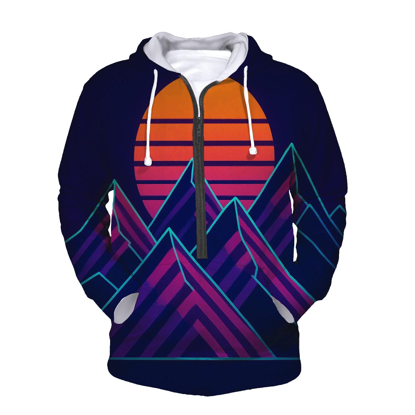 Retro Synth Mountain Lines hoodie designs