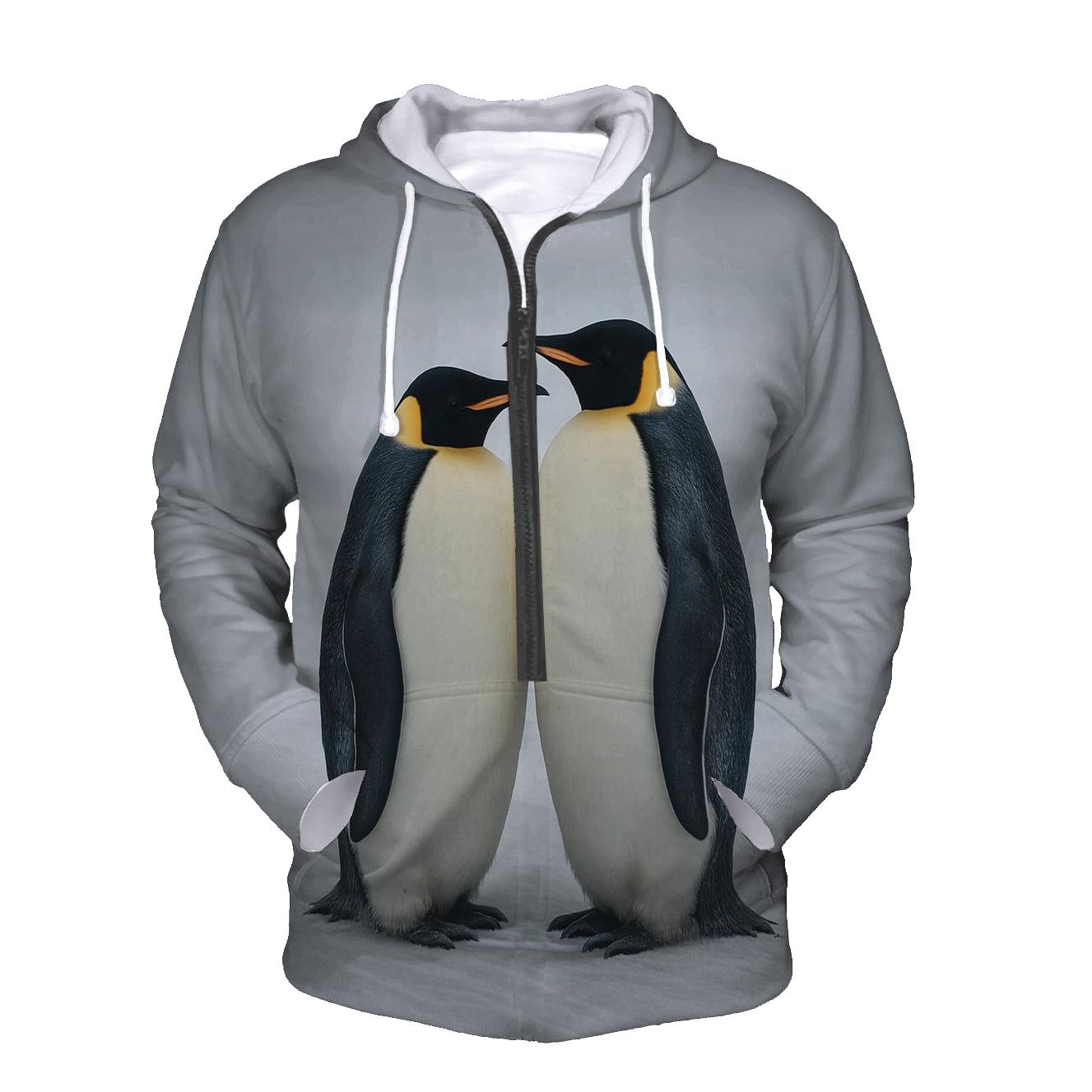 Emperor Penguin Pair On Wind Scoured Ice embroidered hoodies