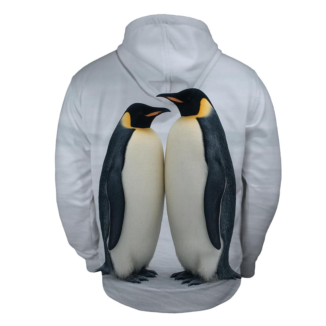 Emperor Penguin Pair On Wind Scoured Ice embroidered hoodies