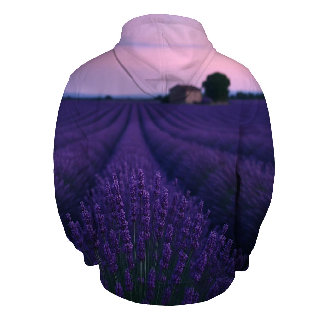 Lavender Field At Dusk With Passing Breeze embroidered hoodies