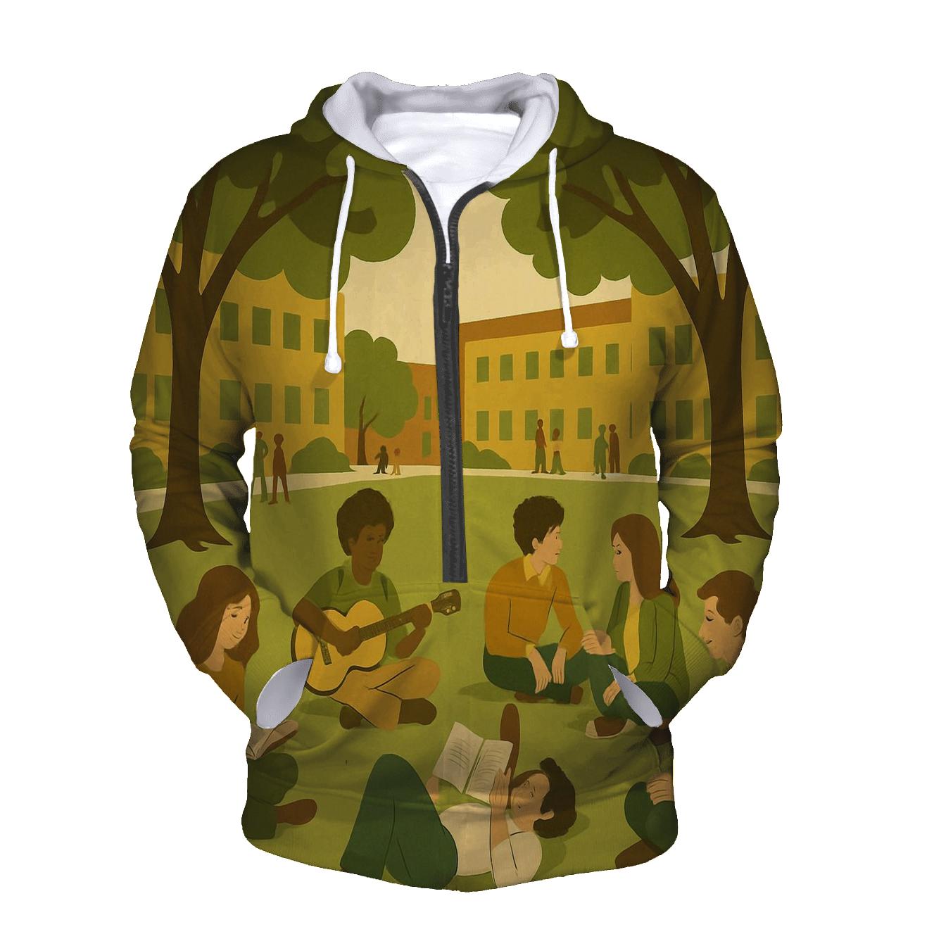 Peaceful Campus Green pullover hoodies