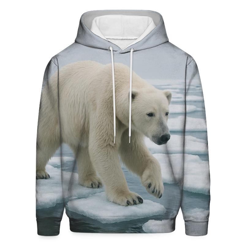 Polar Bear Crossing Drift Ice Lead lightweight hoodies