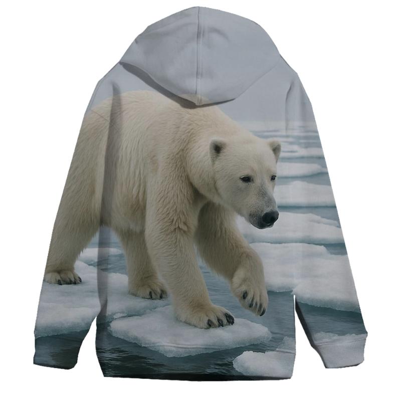 Polar Bear Crossing Drift Ice Lead lightweight hoodies