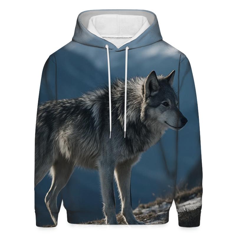 Alpine Wolf On Wind Carved Ridge zip-up hoodies