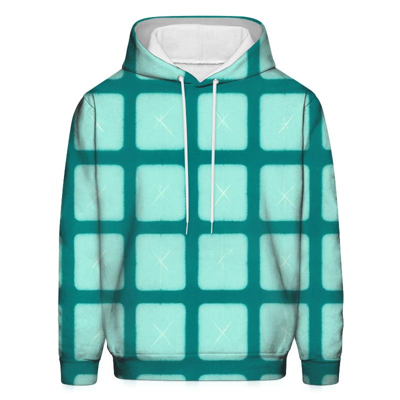 Teal Itajime Clamp Grid Tapestry graphic hoodies