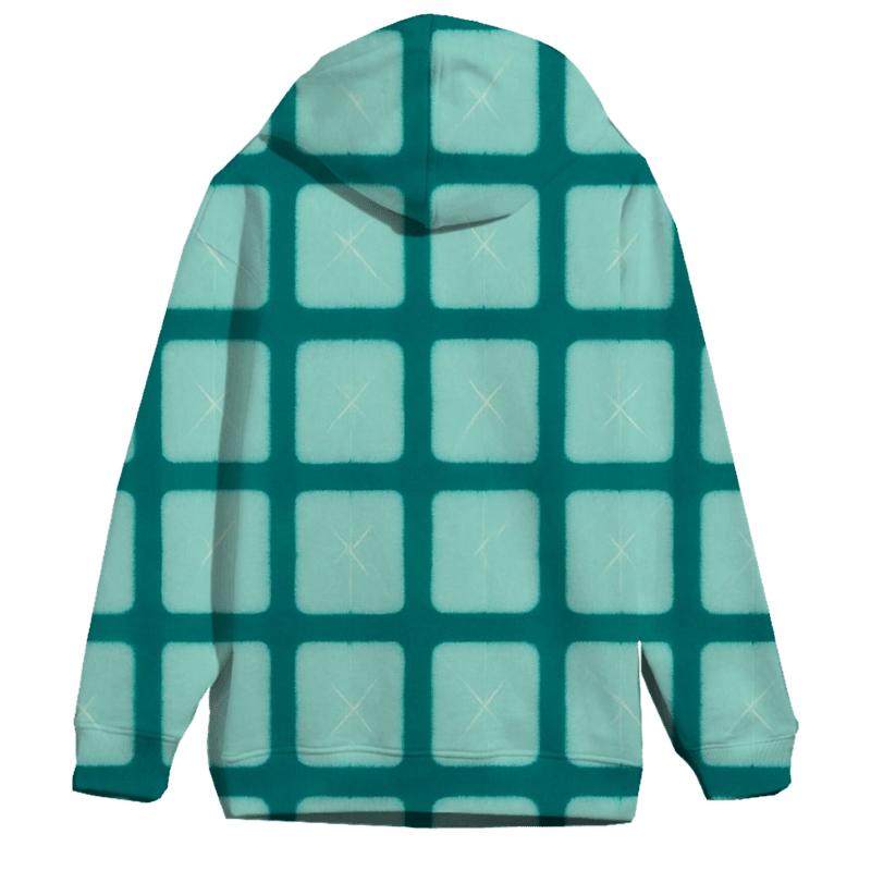 Teal Itajime Clamp Grid Tapestry graphic hoodies