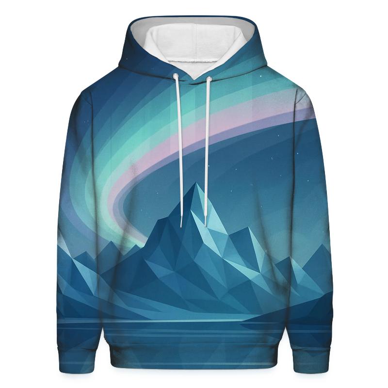Aurora Over Polygon Peaks heavyweight hoodies