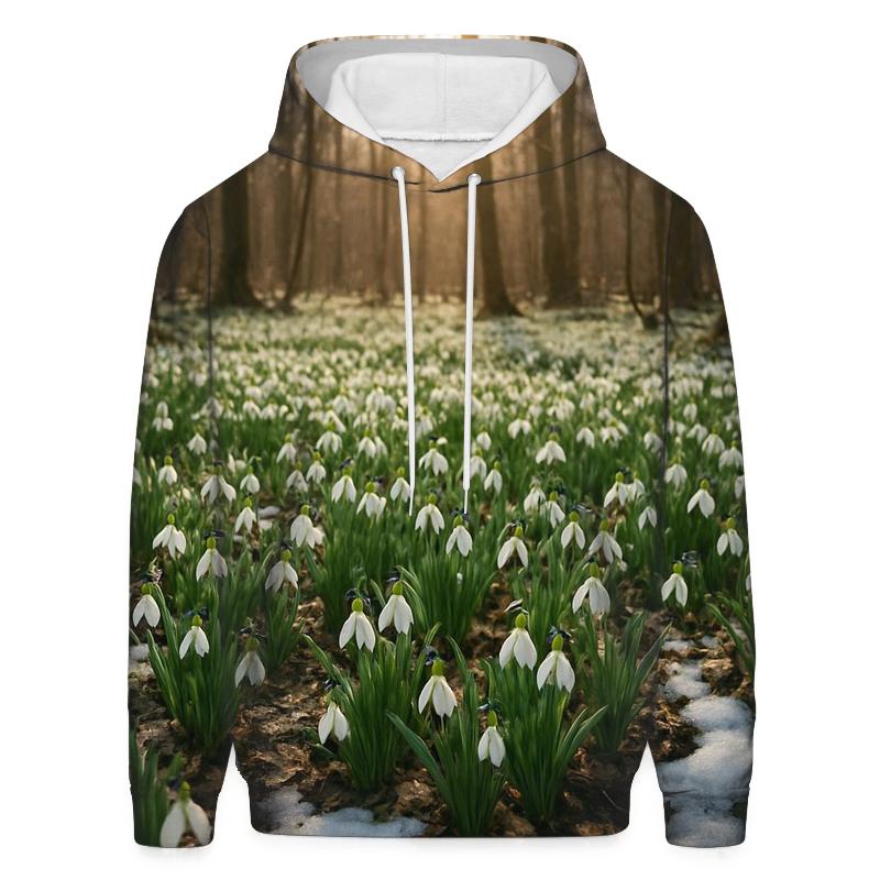 Snowdrop Carpet Beneath Thawing Forest heavyweight hoodies