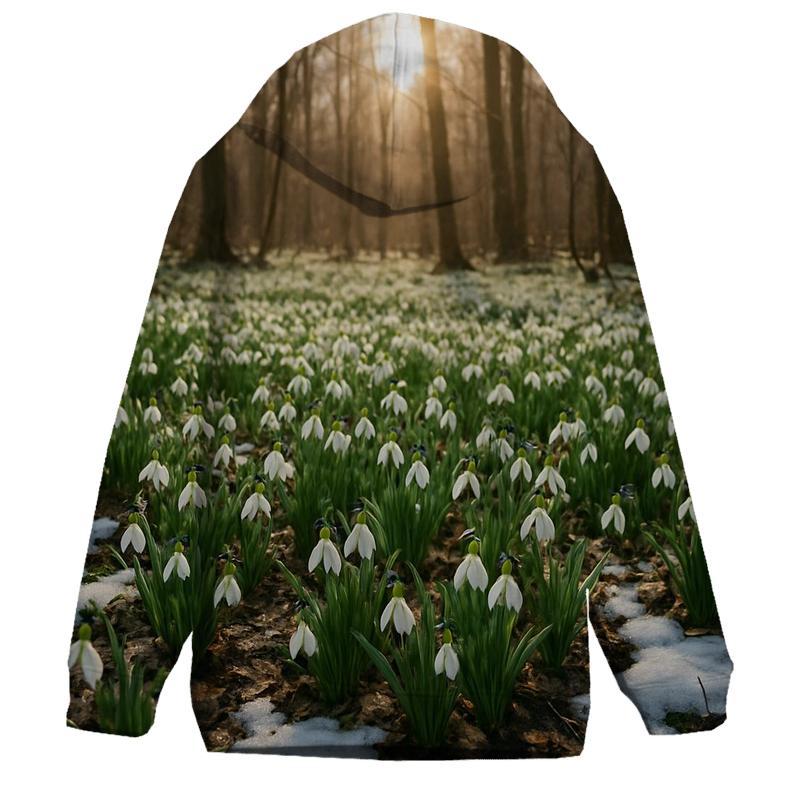 Snowdrop Carpet Beneath Thawing Forest heavyweight hoodies