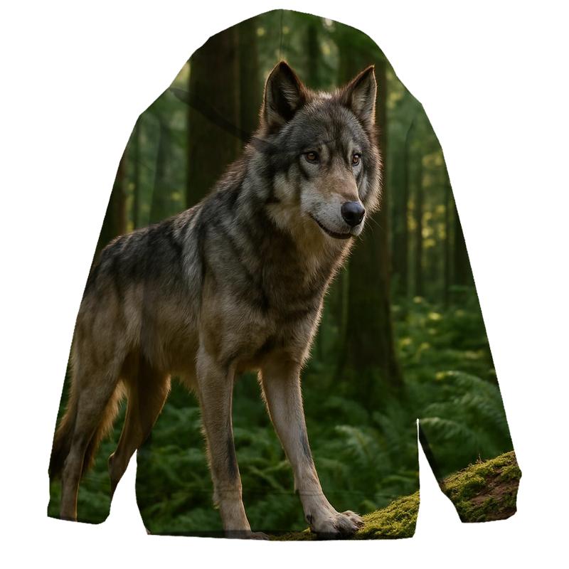 Forest Wolf Pausing On Fallen Cedar graphic hoodies