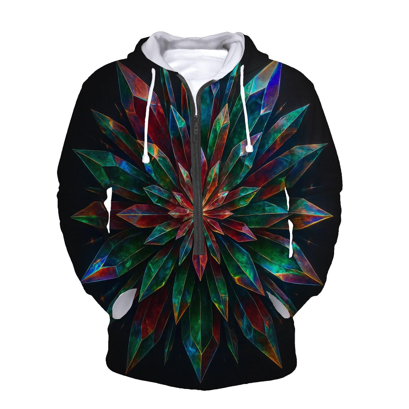 Prismatic Crystal Bloom heavyweight hoodies