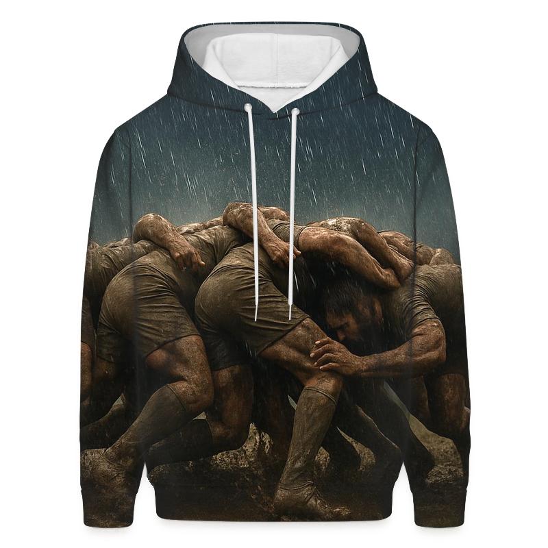 Rain Soaked Rugby Scramble designer hoodies