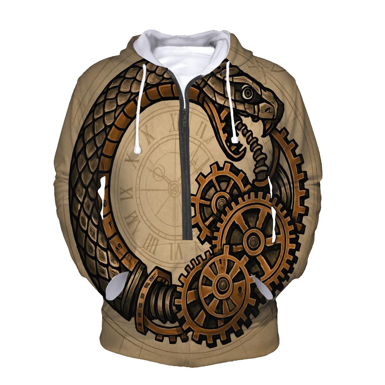 Clockwork Serpent Ouroboros printed hoodies