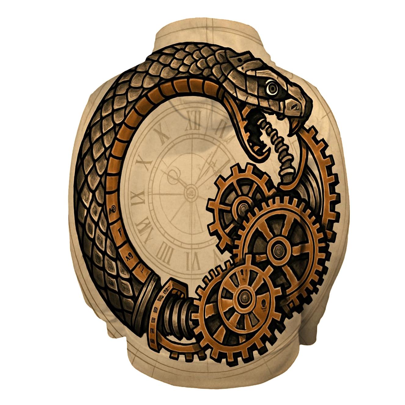Clockwork Serpent Ouroboros printed hoodies