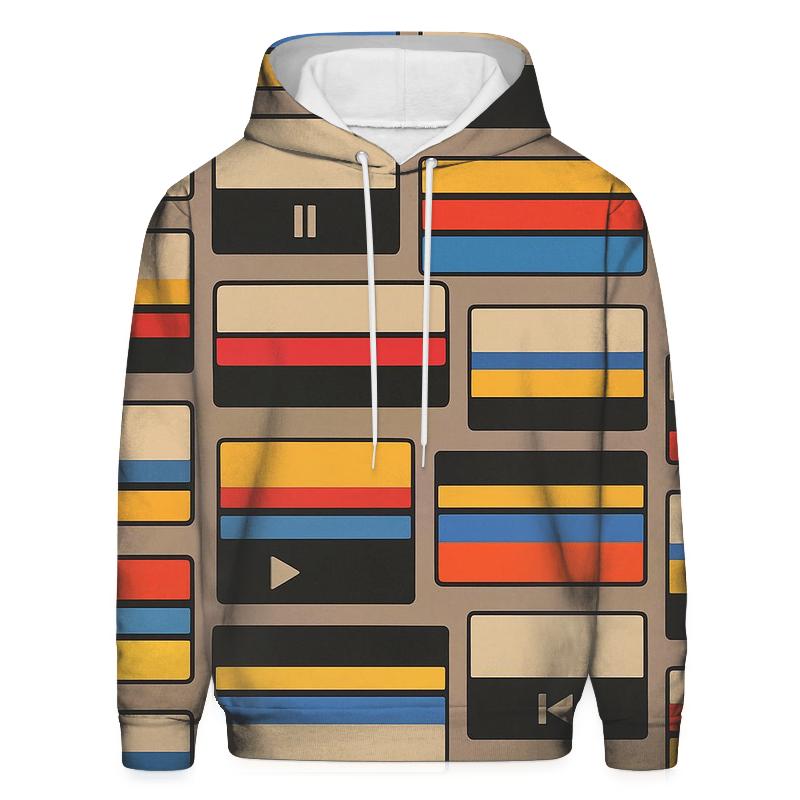 VHS Rewind Pattern pullover hoodies