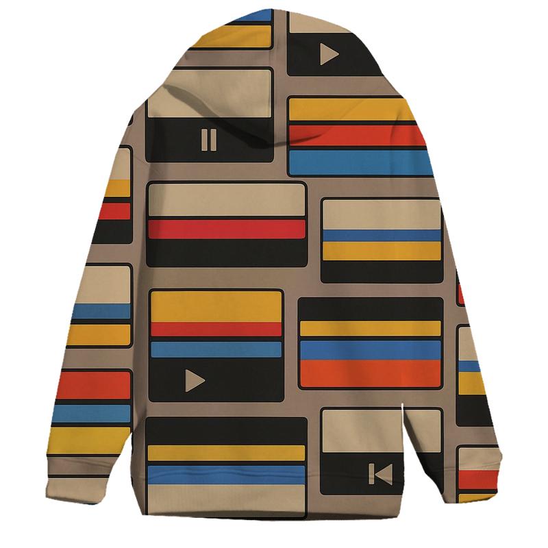 VHS Rewind Pattern pullover hoodies