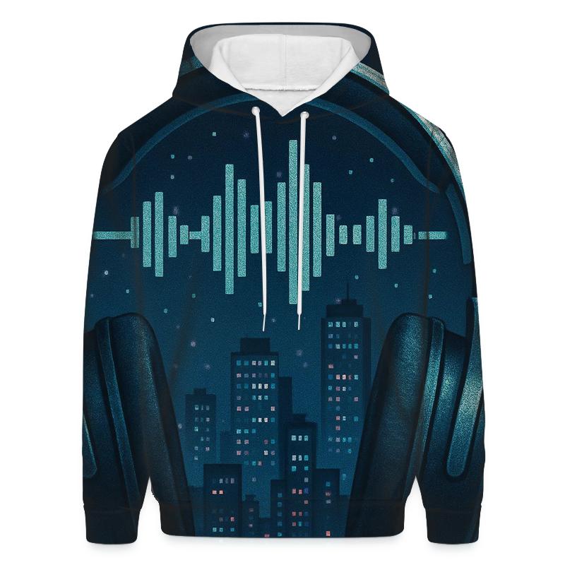 Pixelated Headphone City hoodie styles