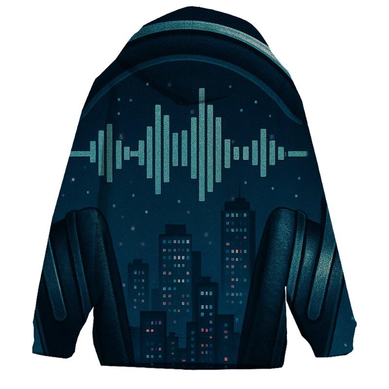 Pixelated Headphone City hoodie styles