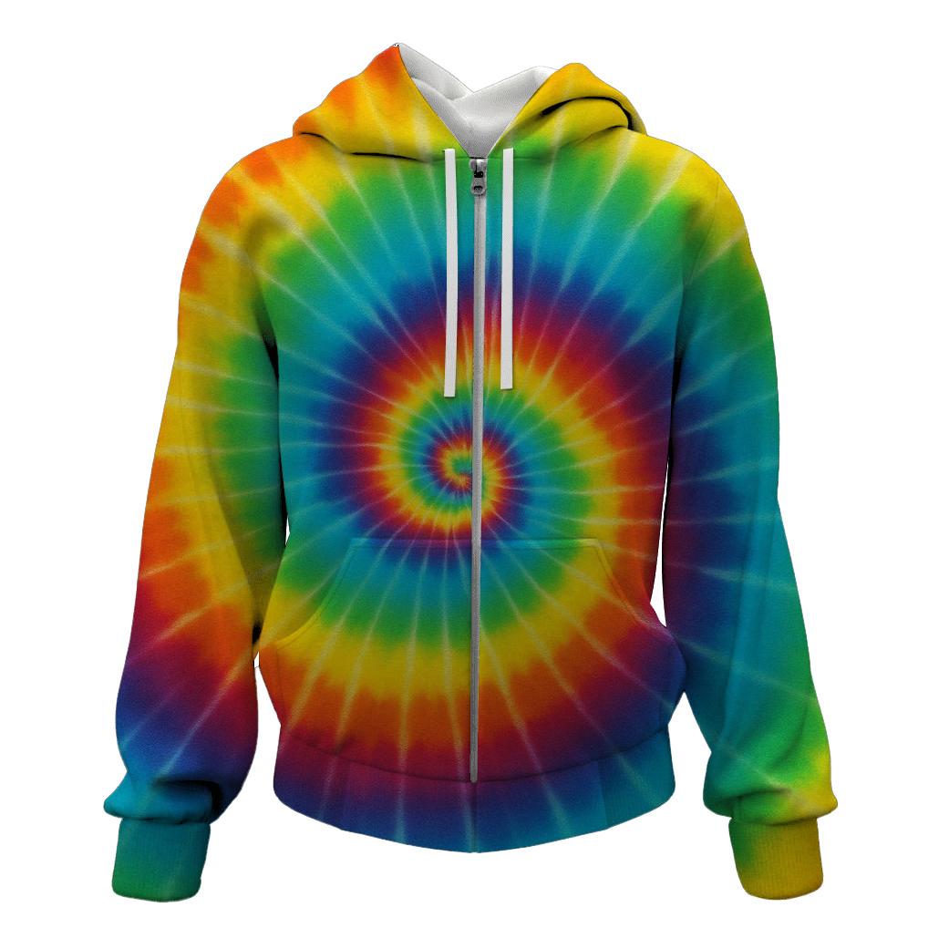 Solar Flare Rainbow Spiral Panel embroidered hoodies