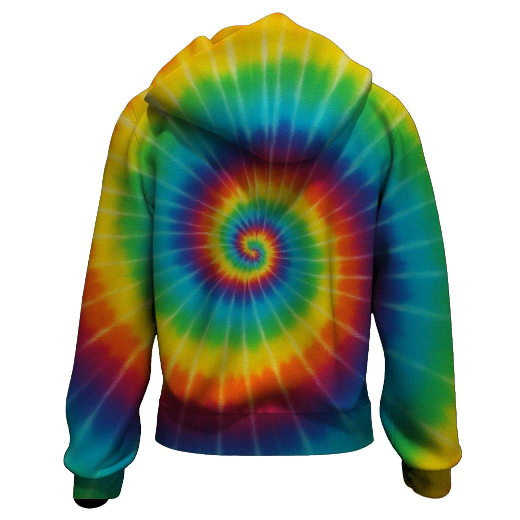 Solar Flare Rainbow Spiral Panel embroidered hoodies