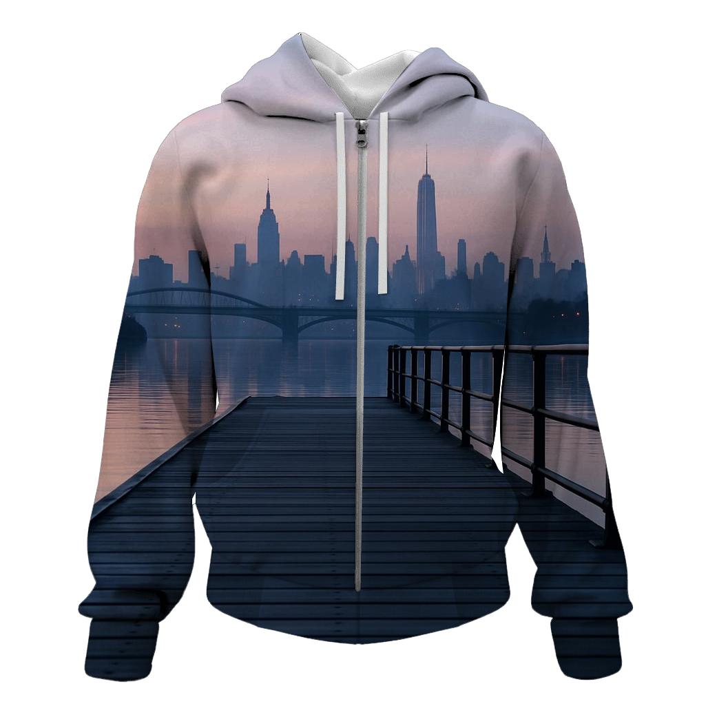 Harlem River Dawn Over Manhattan pullover hoodies