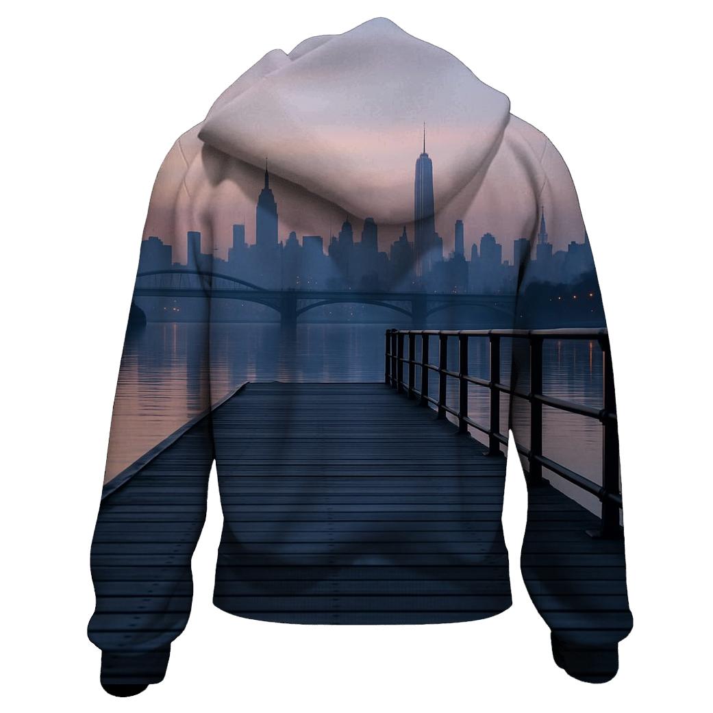 Harlem River Dawn Over Manhattan pullover hoodies