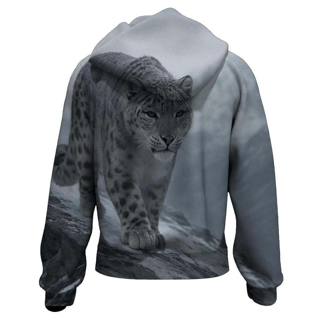 Snow Leopard On Wind Carved Ridge lightweight hoodies