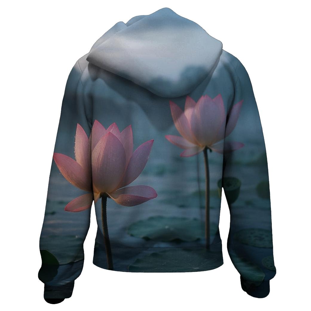 Lotus Pond At Monsoon Dawn hoodie designs