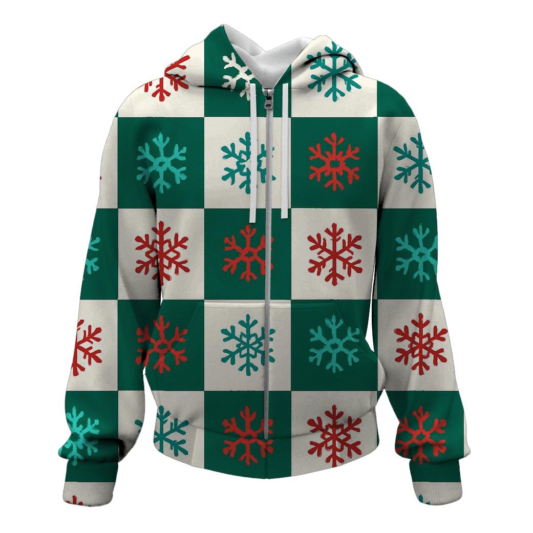 Snowflake Harmony Grid zip-up hoodies