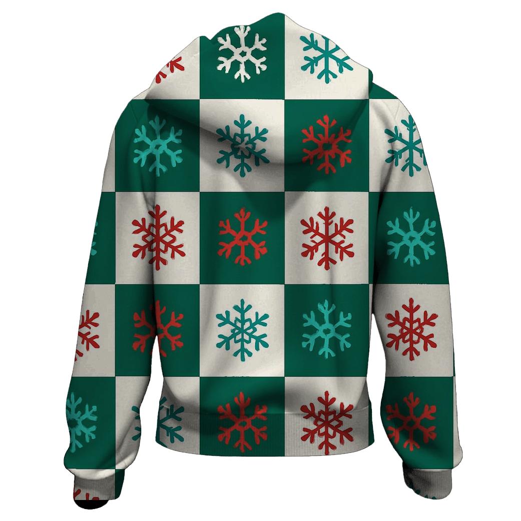 Snowflake Harmony Grid zip-up hoodies