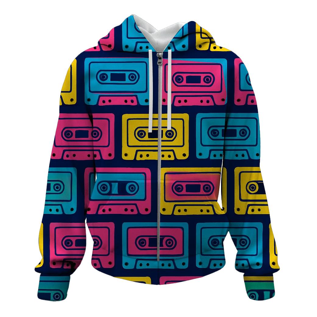 Cassette Neon Mosaic embroidered hoodies