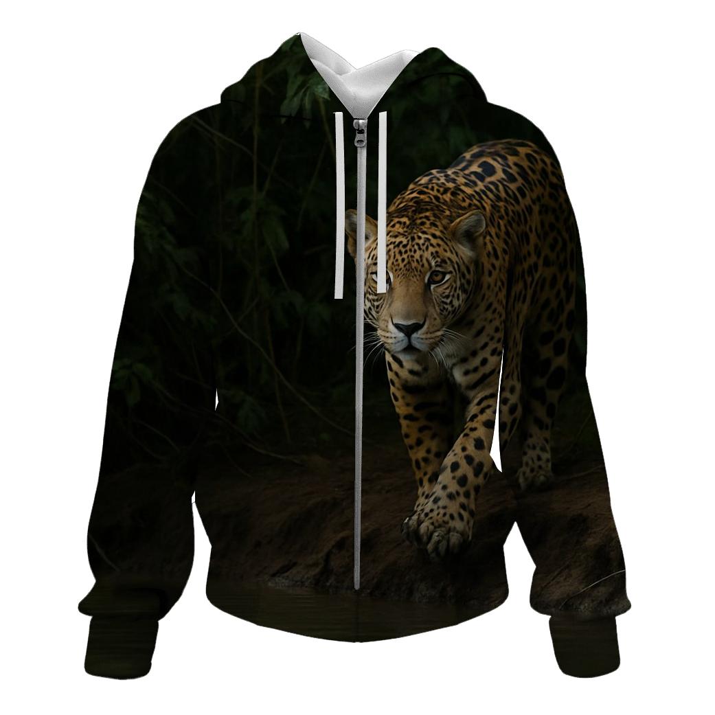 Jaguar Emerging From Riverbank Shadows graphic hoodies