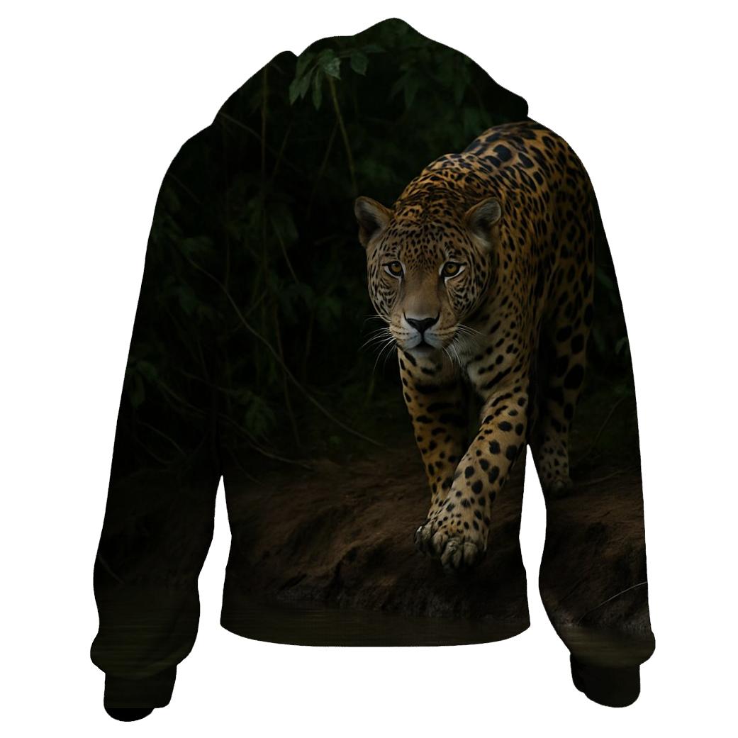 Jaguar Emerging From Riverbank Shadows graphic hoodies