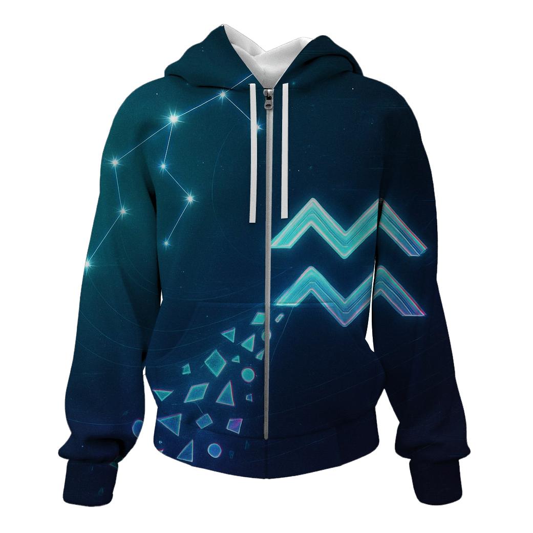 Aquarius Holographic Starstream printed hoodies
