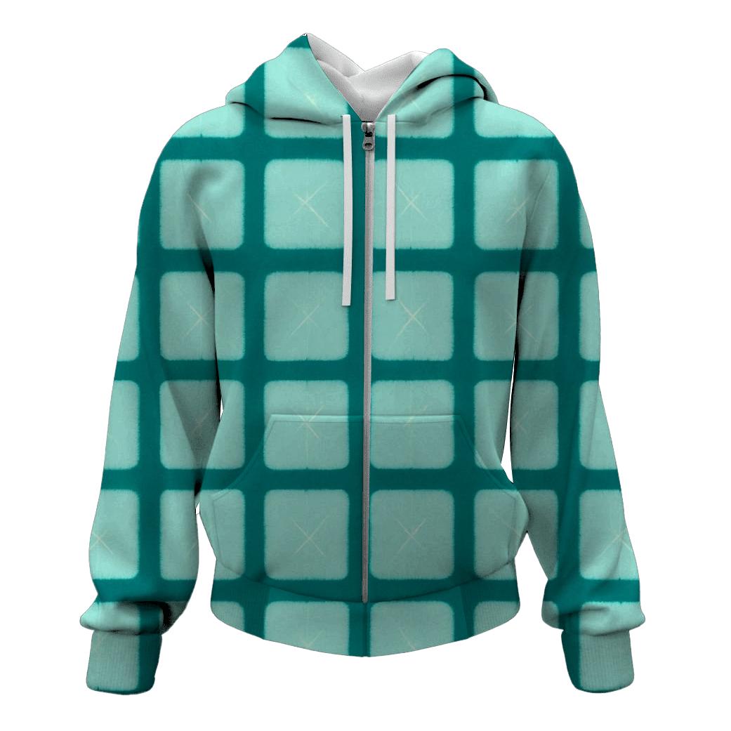 Teal Itajime Clamp Grid Tapestry hoodie styles